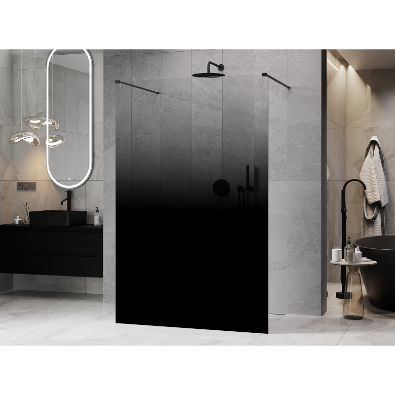 Mexen Kioto Freistehende Duschwand 140 x 200 cm, ombre schwarz 8 mm, schwarz - 800-140-002-70-76