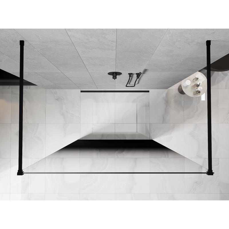Mexen Kioto freistehende Duschwand 150 x 200 cm, ombre schwarz 8 mm, schwarz - 800-150-002-70-76