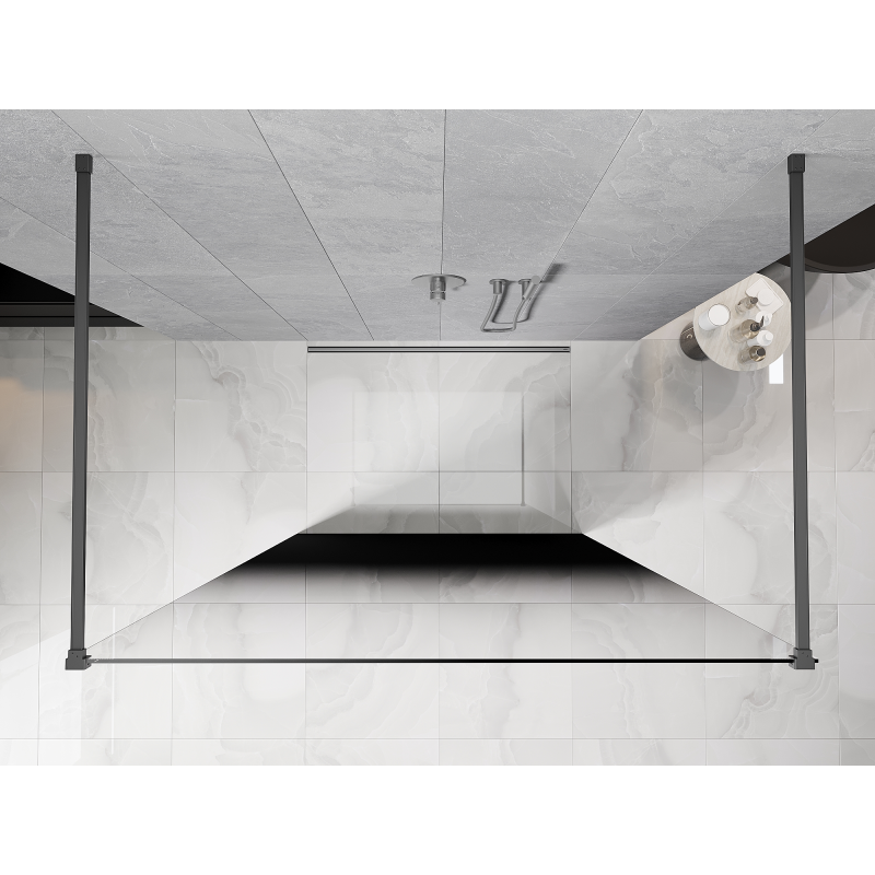 Mexen Kioto freistehende Duschwand 110 x 200 cm, ombre schwarz 8 mm, gun metal - 800-110-002-95-76