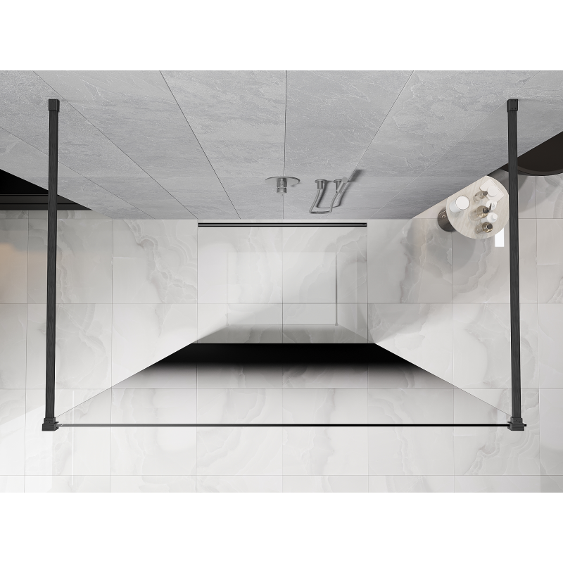 Mexen Kioto freistehende Duschwand 100 x 200 cm, ombre schwarz 8 mm, gebürstetes Gun Gray - 800-100-002-66-76