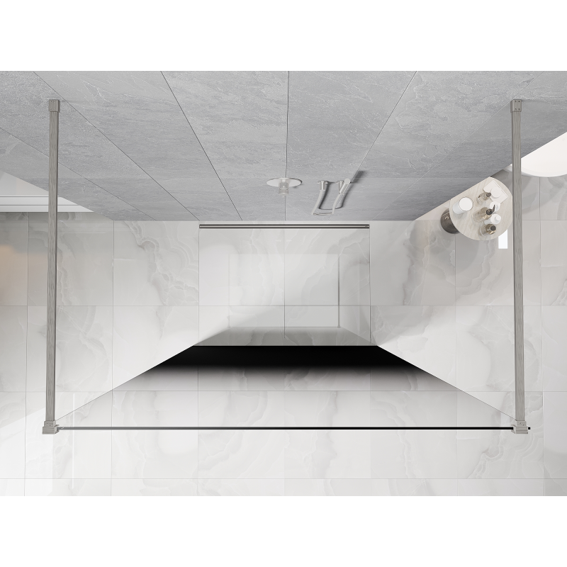 Mexen Kioto freistehende Duschwand 150 x 200 cm, Ombre Schwarz 8 mm, gebürstetes Nickel - 800-150-002-97-76
