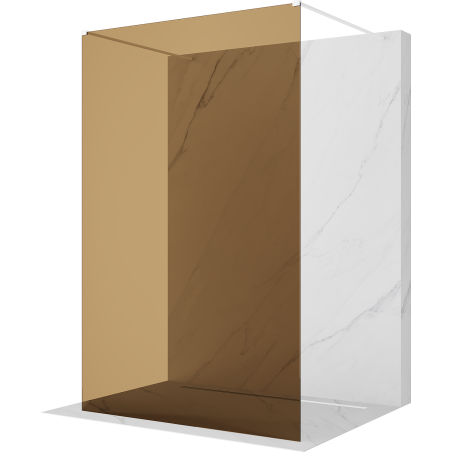 Mexen Kioto freistehende Duschwand 100 x 200 cm, Bronze 8 mm, Weiß - 800-100-002-20-32