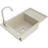Mexen Elias Granitspüle 1-Becken mit Abtropffläche und Küchenarmatur Telma, beige - 6511-69-670200-69
