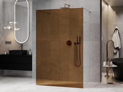 Mexen Kioto freistehende Duschwand 100 x 200 cm, Bronze 8 mm, Roségold - 800-100-002-60-32