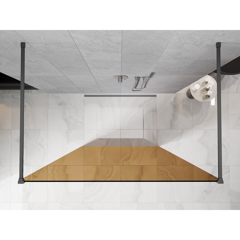 Mexen Kioto Freistehende Duschwand 140 x 200 cm, Braun 8 mm, Gun Metal - 800-140-002-95-32