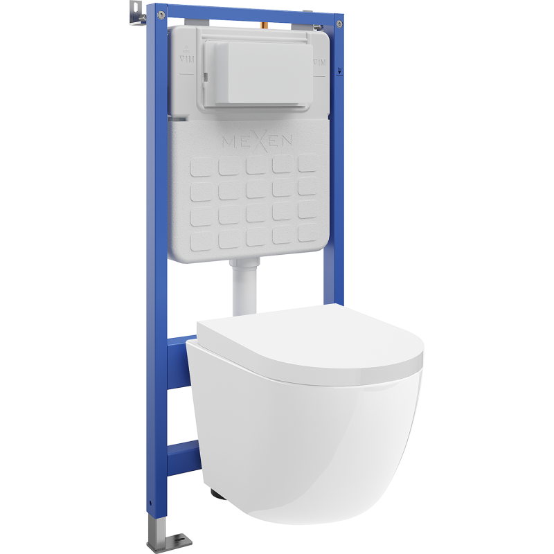 Mexen Lena Unterputz-WC-Set mit pneumatischem Tex Air Slim Rahmen, WC-Schüssel und Softclose-Sitz, weiß - 610030220200A
