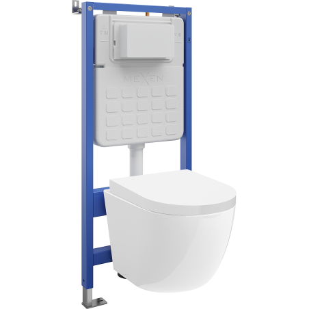 Mexen Lena Unterputz-WC-Set mit pneumatischem Tex Air Slim Rahmen, WC-Schüssel und Softclose-Sitz, weiß - 610030220200A