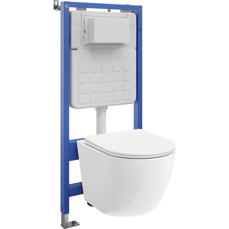 Mexen Lena Unterputz-WC-Set mit pneumatischem Tex Air Slim Rahmen mit Tornado WC-Schüssel und Soft-Close Sitz, weiß