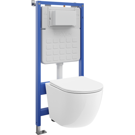 Mexen Lena Unterputz-WC-Set mit pneumatischem Tex Air Slim Rahmen mit Tornado WC-Schüssel und Soft-Close Sitz, weiß