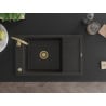 Mexen Elias Granitspüle 1-becken mit Abtropffläche und Küchenarmatur Telma, schwarz/gold - 6511-75-670200-50