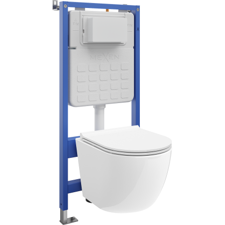 Mexen Lena Unterputz-WC-Set Tex Air Slim mit pneumatischem Rahmen, Tornado-WC-Schüssel und Softclose-Sitz, weiß