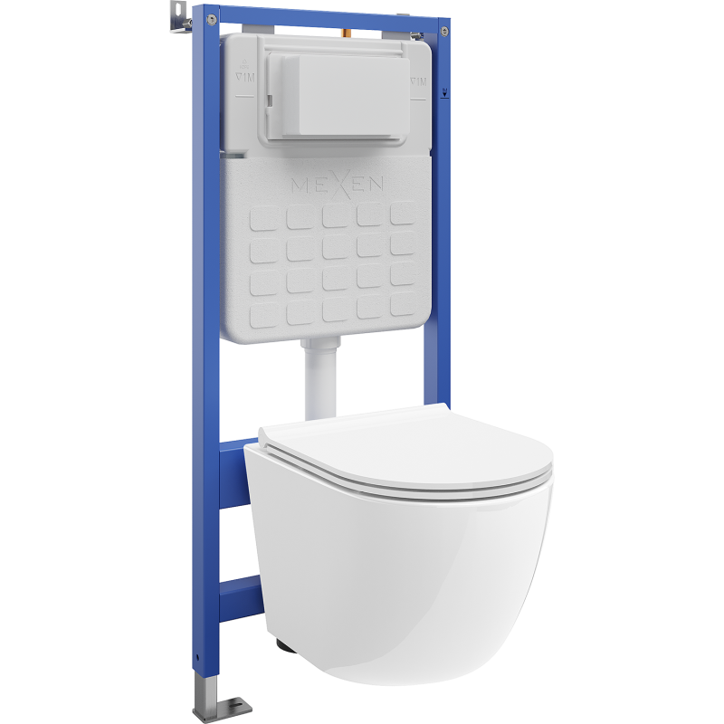 Mexen Lena Unterputz-WC-Set pneumatischer Tex Air Slim Rahmen mit WC-Schüssel und Softclose-Sitz, weiß - 610030220500A