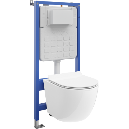 Mexen Lena Unterputz-WC-Set mit pneumatischem Tex Air Slim Träger, Tornado WC-Schüssel und Absenkautomatik, weiß