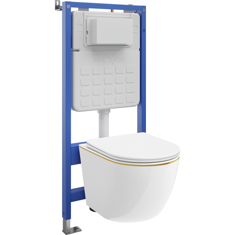 Mexen Lena Unterputz-WC-Slim-Tex-Set mit WC-Schüssel und Absenkautomatik, weiß/golden - 610030224005