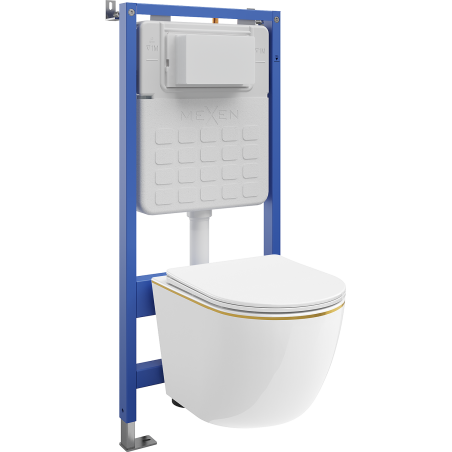 Mexen Lena Unterputz-WC-Slim-Tex-Set mit WC-Schüssel und Absenkautomatik, weiß/golden - 610030224005
