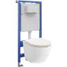 Mexen Lena Unterputz-WC-Set pneumatischer Rahmen Tex Air Slim mit WC-Schüssel und Absenkautomatik, weiß/gold - 610030224005A