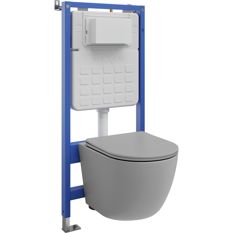 Mexen Lena Unterputz-WC-Set Tex Slim mit WC-Schüssel und Soft-Close-Sitz, hellgrau matt - 610030224061
