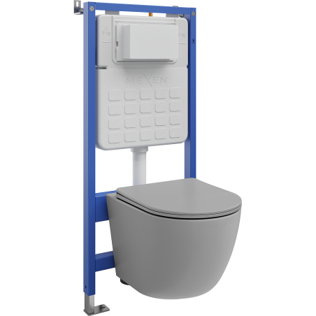 Mexen Lena Unterputz-WC-Set Tex Slim mit WC-Schüssel und Soft-Close-Sitz, hellgrau matt - 610030224061