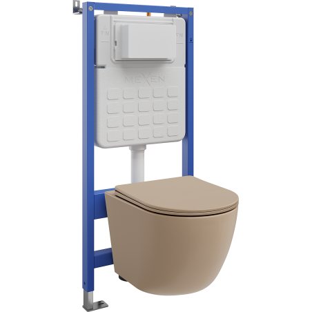 Mexen Lena Unterputz-WC-Set Tex Slim mit WC-Schüssel und Soft-Close-Sitz, Cappuccino matt - 610030224064