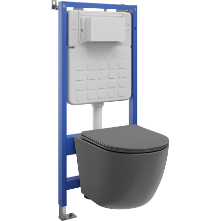 Mexen Lena Unterputz-WC-Set, pneumatischer Rahmen Tex Air Slim mit WC-Schüssel und Absenk-Soft-Schließung, dunkelgrau matt