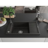 Mexen Elias Granitspüle 1-Becken mit Abtropffläche und Küchenarmatur Telma, schwarz/gold - 6511-75-670200-70