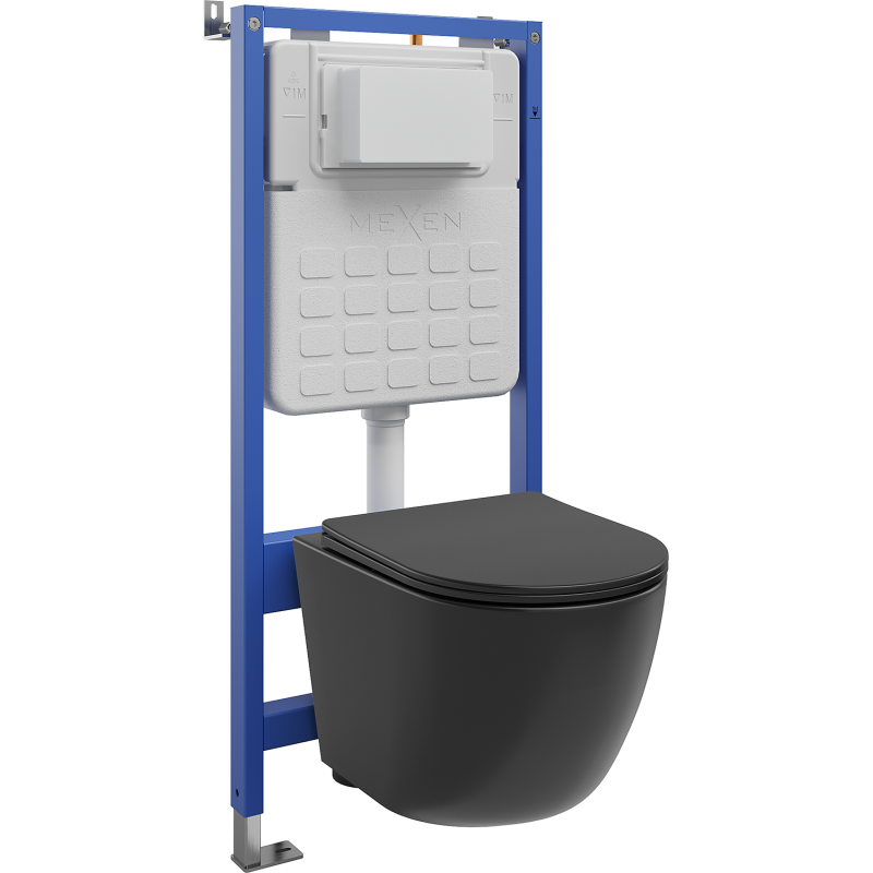 Mexen Lena WC-Unterputzset Tex Slim mit WC-Schüssel Tornado und Soft-Close-Sitz, schwarz matt - 610030221085T