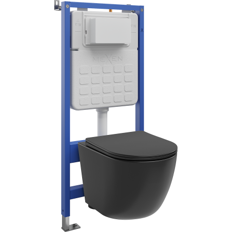 Mexen Lena WC-Unterputzset mit pneumatischem Tex Air Slim Gestell, WC-Schüssel Tornado und Soft-Close-Sitz, schwarz matt