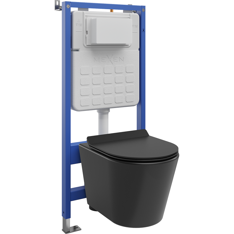 Mexen Rico Unterputz-WC-Set mit pneumatischem Rahmen Tex Air Slim mit WC-Schüssel und Soft-Close-Sitz, schwarzmatt