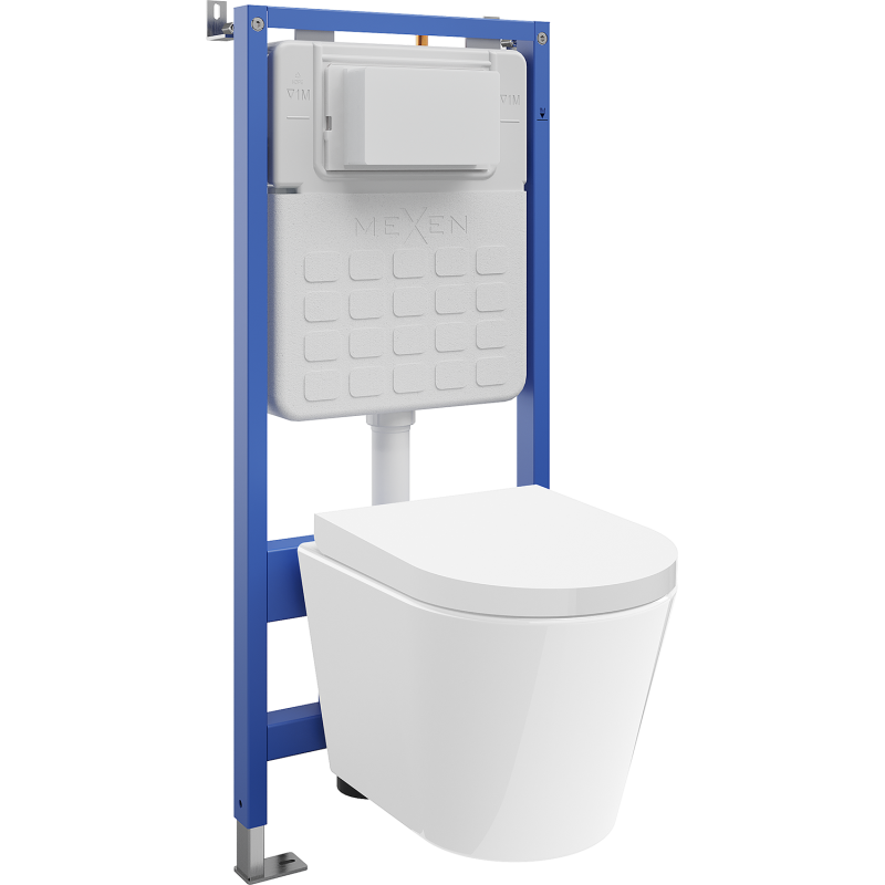 Mexen Rico WC-Unterputzset pneumatischer Tex Air Slim Rahmen mit WC-Schüssel Tornado und Softclose Sitz, weiß - 610030720200TA