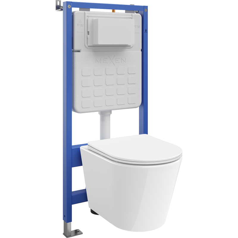 Mexen Rico Unterputz-WC-Set mit pneumatischem Tex Air Slim Gestell, WC-Schüssel und Absenkautomatik, weiß - 610030720300A