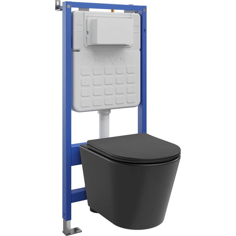 Mexen Rico Unterputz-WC-Set Tex Slim mit WC-Schüssel und Soft-Close-Sitz, Schwarz matt - 610030721085