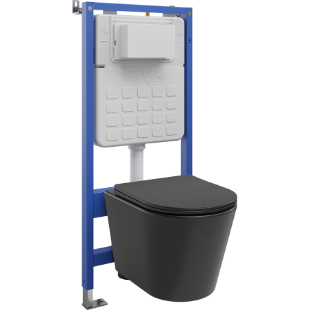 Mexen Rico Unterputz-WC-Set pneumatischer Rahmen Tex Air Slim mit WC-Schüssel und Softclose-Deckel, schwarz matt