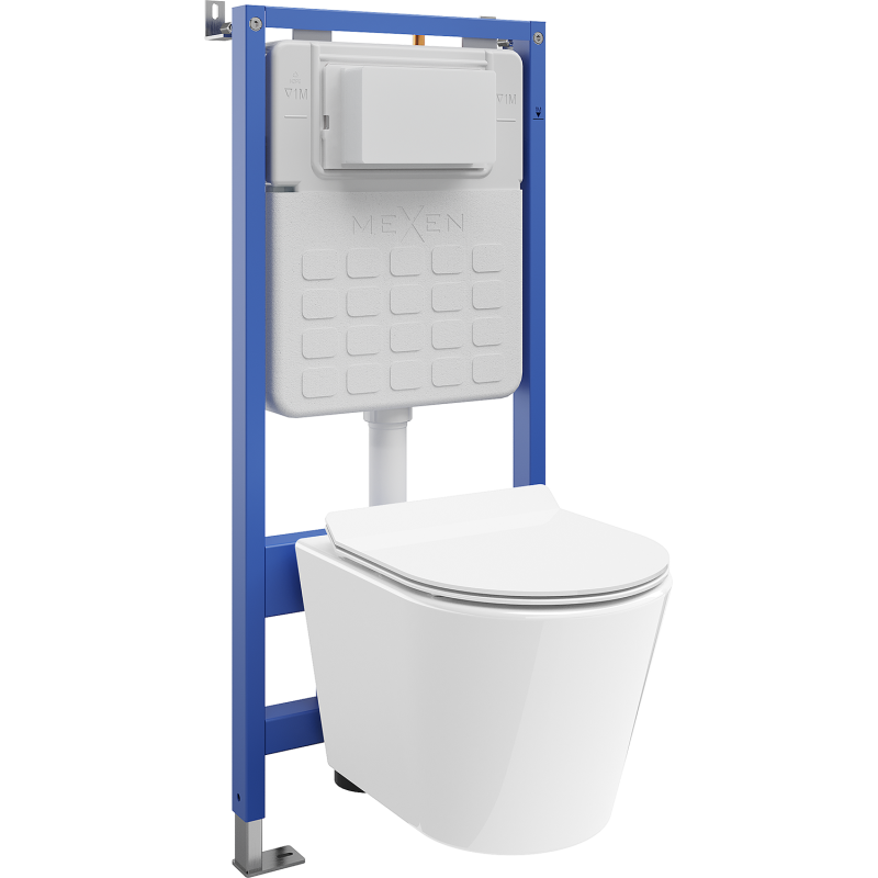 Mexen Rico Unterputz-WC-Set mit Tex Slim Rahmen, WC-Schüssel und Soft-Close-Sitz, weiß - 610030724000