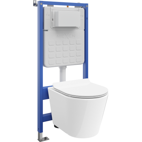 Mexen Rico Unterputz-WC-Set mit Tex Slim Rahmen, WC-Schüssel und Soft-Close-Sitz, weiß - 610030724000