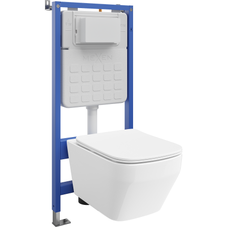 Mexen Riva Unterputz-WC-Set pneumatischer Rahmen Tex Air Slim mit WC-Schüssel Tornado und Absenkautomatikdeckel, weiß