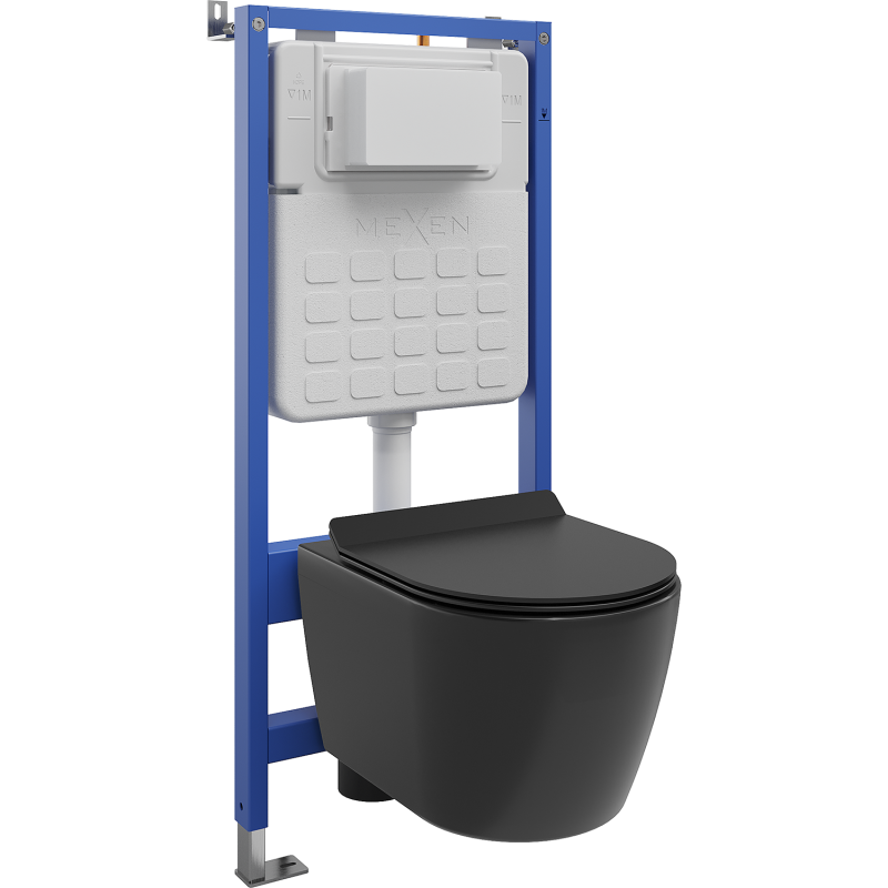 Mexen Carmen Unterputz-WC-Set, pneumatisches Gestell Tex Air Slim mit WC-Schüssel und Softclose-Sitz, matt schwarz