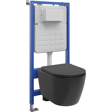 Mexen Carmen Unterputzset WC pneumatischer Tex Air Slim Rahmen mit WC-Schüssel Tornado und Soft-Close Sitz, schwarz matt