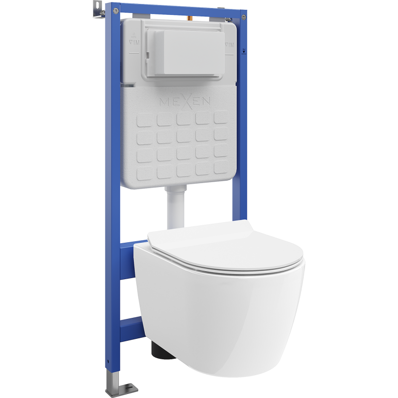 Mexen Carmen Unterputz-WC-Set Tex Air Slim mit pneumatischer Betätigung, Tornado WC-Schüssel und Soft-Close-Sitz, weiß