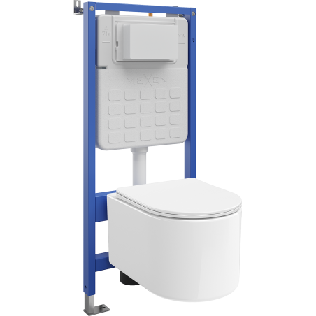 Mexen Sofia Unterputz-WC-Set mit pneumatischer Tex Air Slim-Halterung, WC-Tornado-Schüssel und Soft-Close-Deckel, weiß