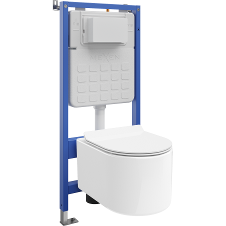 Mexen Sofia Unterputz-WC-Set pneumatischer Rahmen Tex Air Slim mit WC-Schüssel und Soft-Close-Toilettensitz, weiß