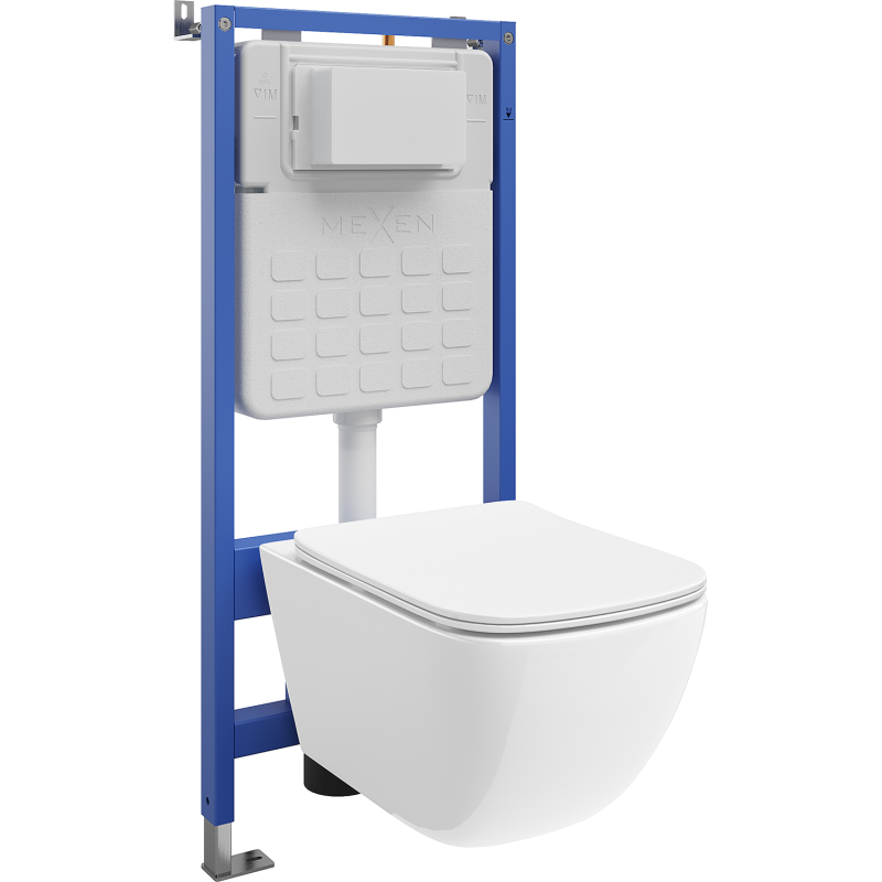 Mexen Timo Unterputz-WC-Set pneumatischer Rahmen Tex Air Slim mit WC-Schüssel Tornado und Absenkautomatik, weiß