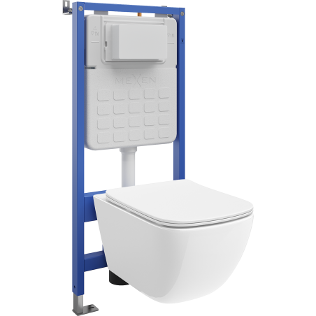 Mexen Timo Unterputz-WC-Set pneumatischer Rahmen Tex Air Slim mit WC-Schüssel Tornado und Absenkautomatik, weiß