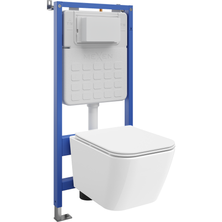 Mexen Madox Unterputz-WC-Set mit pneumatischem Tex Air Slim Gestell, WC-Schüssel und Absenkautomatik, weiß - 610030154000A
