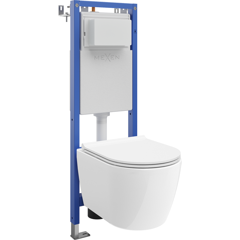 Mexen Carmen Unterputz-WC-Set schmaler, eckiger Tex W mit WC-Schüssel Tornado und Soft-Close-Sitz, weiß - 610530880500T