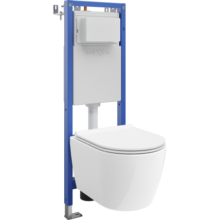 Mexen Carmen Unterputz-WC-Set schmaler, eckiger Tex W mit WC-Schüssel Tornado und Soft-Close-Sitz, weiß - 610530880500T