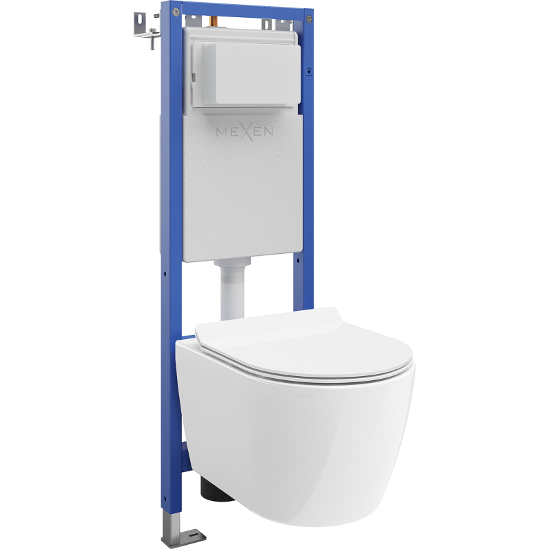 Mexen Carmen WC-Unterputz-Set schmaler Eckrahmen Tex W mit WC-Schüssel Tornado und Soft-Close-Sitz, weiß - 610530884000T