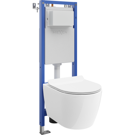 Mexen Carmen WC-Unterputz-Set schmaler Eckrahmen Tex W mit WC-Schüssel Tornado und Soft-Close-Sitz, weiß - 610530884000T