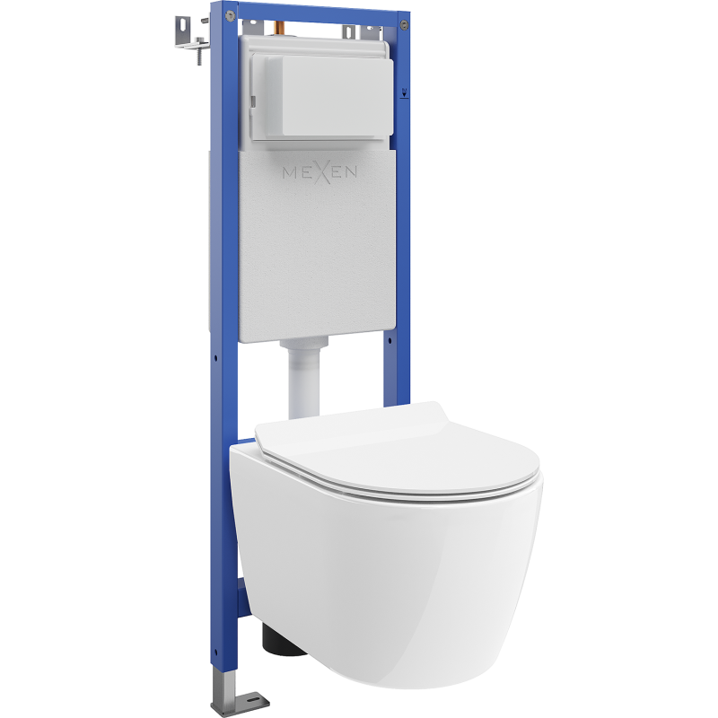 Mexen Carmen Unterputz-WC-Set, schmales Eckgerüst Tex W mit WC-Schüssel und Soft-Close-Sitz, weiß - 610530884000