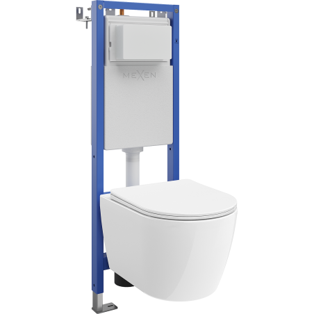 Mexen Carmen Unterputz-WC-Set schmaler Eckrahmen Tex W mit WC-Schüssel Tornado und Soft-Close-Deckel, weiß - 610530880300T