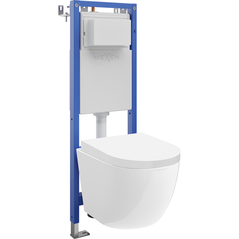 Mexen Lena Unterputz-WC-Set mit schmalem Eckrahmen Tex W, mit WC-Schüssel Tornado und Soft-Close-Sitz, weiß - 610530220200T